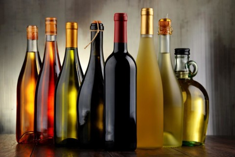 Composition with assorted bottles of wine