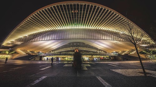 Station with forecourt, Liège-Guillemins station, Liège, Belgium