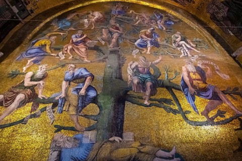 Interior view of St. Mark's Basilica, mosaics, frescoes, Venice, Veneto, Adriatic Sea, Northern