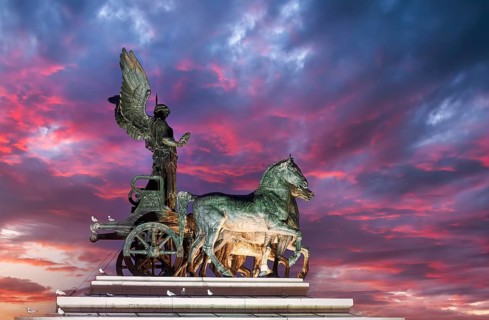 The Quadriga of Unity on the summit of one of the two propylaea at the Victor Emmanuel II National