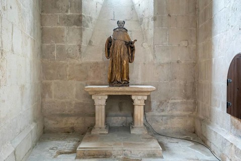 Alcobaca, Portugal - 7 April, 2022: the statue of Saint Stephen in one of the chapels of the church