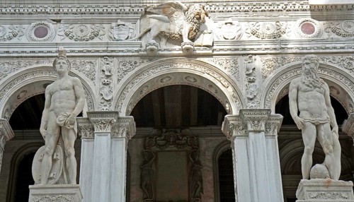 Marble sculptures Mercure and Neptune, Doge's Palace, Venice, Italy Venice, Italy