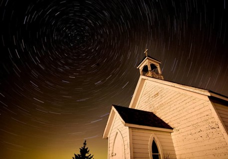 Church Night Star Trails Photography Canada Religion