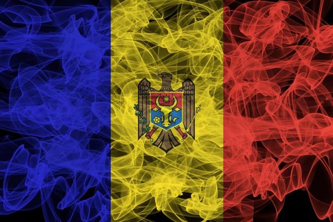 Moldova Smoke Flag on Black Background, Moldova flag