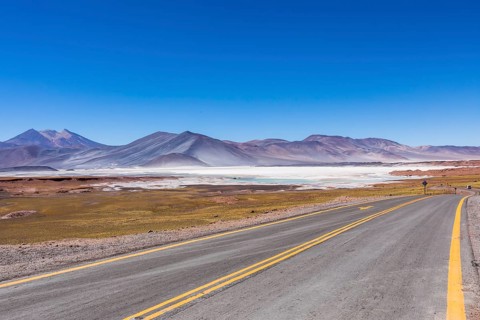 Atacama Desert, Chile. Salar Aguas Calientes. Lake Tuyacto. South America