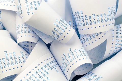 The stripes of a pocket calculator. Symbol photo for costs, planning, calculation, profit and