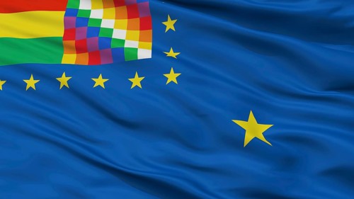 Naval Ensign Of Bolivia Flag, Closeup View