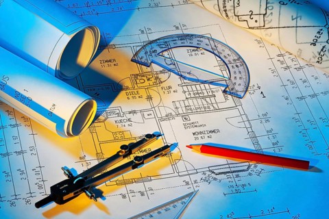 Construction plan for a residential building. Drawings and plans by an architect. Austria