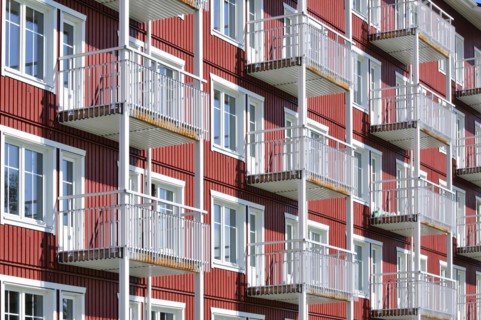 Balconies on a swedish house. Balkony on a swedish house
