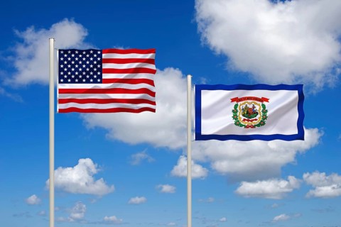The flag of the USA and West Virginia, Studio