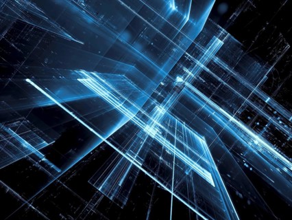 Blue tecnology background - abstract computer-generated image. Digital art: futuristic design with