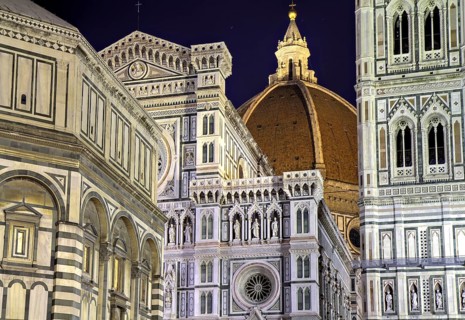 Illuminated cathedral of Florence at night, Tuscany, Italy Florence, Italy