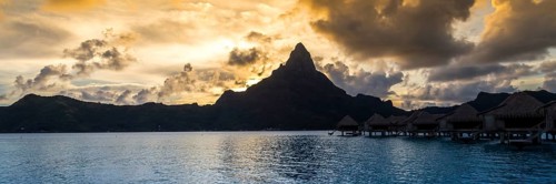 Bora Bora Island, French Polynesia. Web banner in panoramic view this mazing Beach