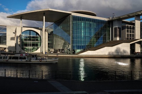 Germany, Berlin, 13 December 2024, government district, Marie-Elisabeth-Lüders-Haus, excursion boat