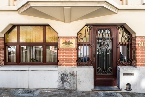 Schaerbeek, Brussels Capital, Belgium, 04 20 2019 Facade of the embassy and regional representation