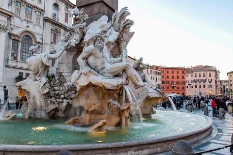 Rome, Italy - June 11, 2012: The eternal city of Rome, Roman streets and buildings, modern and
