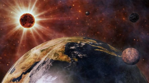 Planet Earth, The Sun, The Moon and Planets In Space