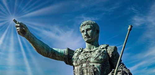 Julius Caesar, ancient statue in Rome, Italy. Concept for leadership, personal growth, personal