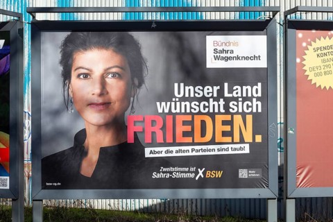 Election poster of the BSW party for the 2025 federal election with Sahra Wagenknecht, Bremen,