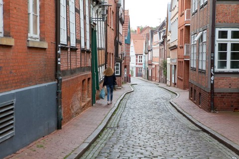 Narrow alley, Stade, Lower Saxony, Germany