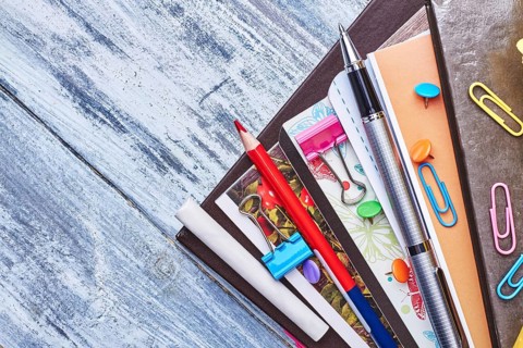 Set of folders and stationery. Organize your working day