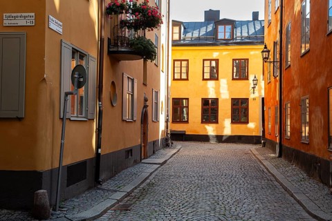 Alleyway in the Historic town Gamla Stan, Stockholm, Sweden, Scandinavia