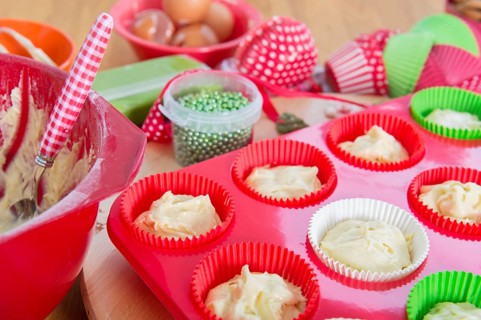 Baking cupcakes for Christmas