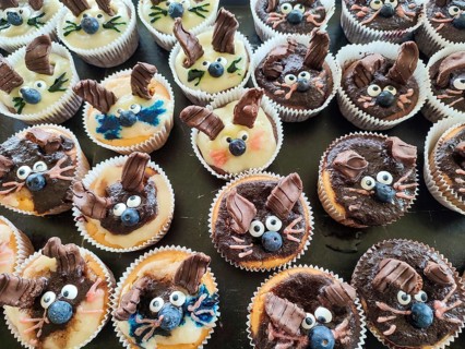 Lovingly decorated cupcakes with funny faces