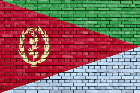 Flag of Eritrea painted on brick wall
