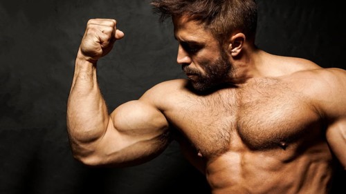 An image of a muscular man flexing his biceps