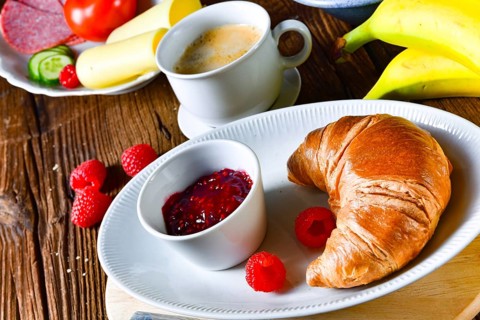 Delicious croissant breakfast