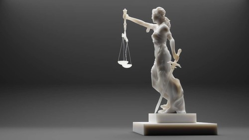 A white lady justice statue. 3D illustration
