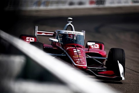 JOSEF NEWGARDEN (2) of Nashville, Tennessee practices for the Hy-Vee Homefront 250 at Iowa Speedway
