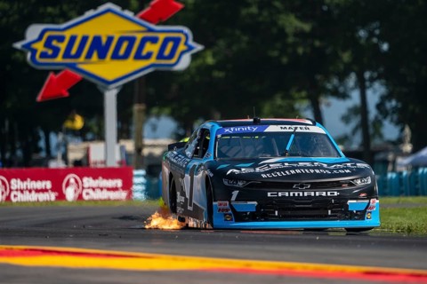NASCAR Xfinity Driver, Sam Mayer (1) races for position for the Shriners Children's 200 at the