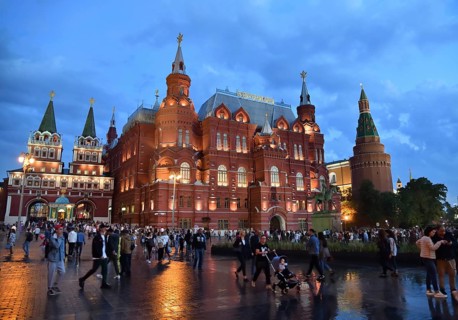 Moscow, Russia, September 22. 2018. historical museum on a Manezhnaya Square