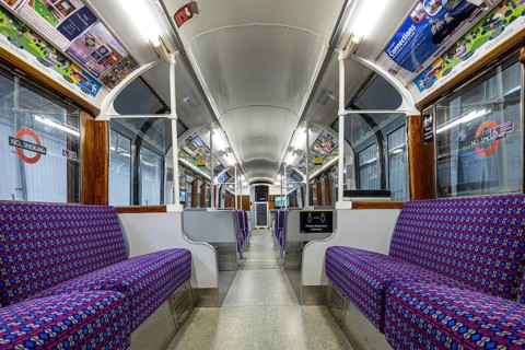 Interior of a London underground tube train retired from the Island Line railway in the Island's