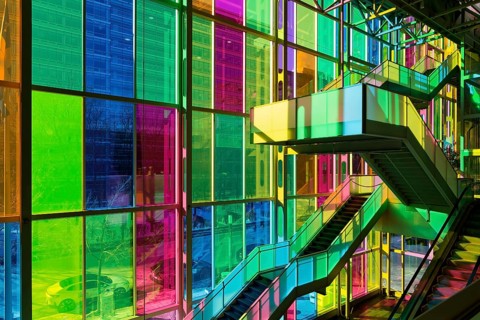 The colourful foyer at the convention centre, Montreal, Province of Quebec, Canada