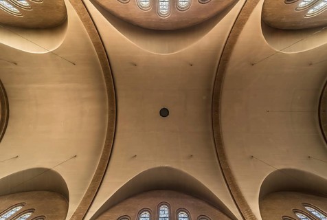Jette, Brussels Capital Region, Belgium, 10 10 2019 Modern Gothic interior design of theceiling of