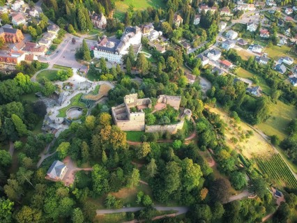 An aerial view to the Castle of Badenweiler Germany