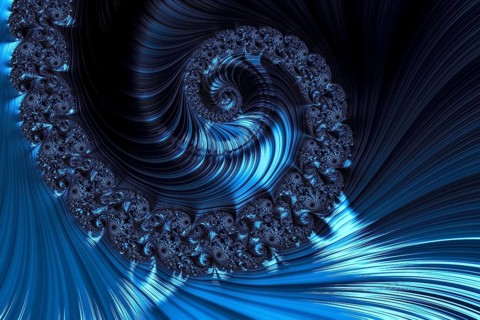 Fractal spiral - abstract computer-generated image. Digital art: ornate helix with metallic glossy
