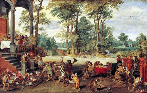 Brueghel's satirical comment reflects the collapse of 'Tulipomania' in the 1640s. In the painting,