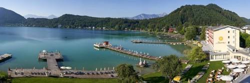 Bathing jetties on Lake Klopeiner See, Hotel Sonne, Carinthia, Austria