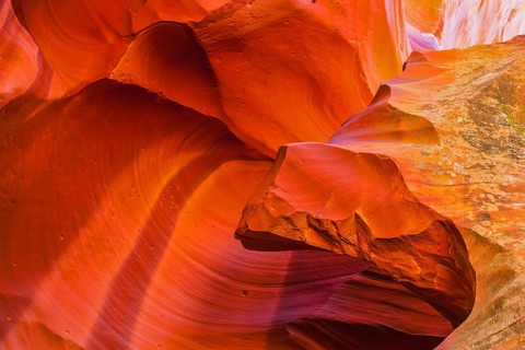 Antelope Canyon in the Navajo reservation. Arizona, USA. Incredible play of light and color
