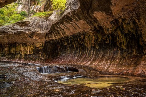 Magnificent Subway gorge landmark in the Zion National Park in Utah, USA