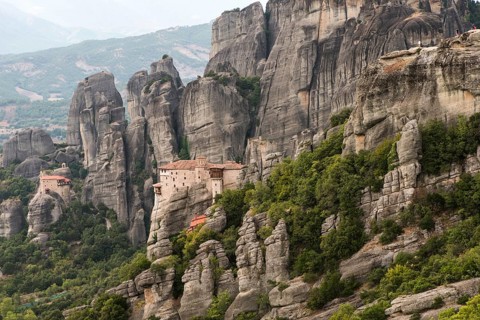 Meteora in Greece. Meteora is the monasteries on the top of the rock towers