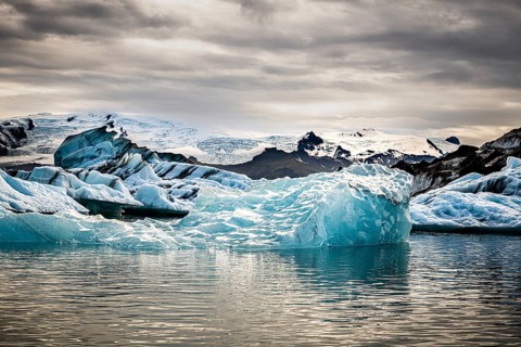 Famous Glacier Lagoon in Jokulsarlon Iceland during sunset