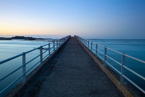 Bridge to Ferry to Ile de Batz, Roscoff, Brittany.This bridge is used during the low tide.The