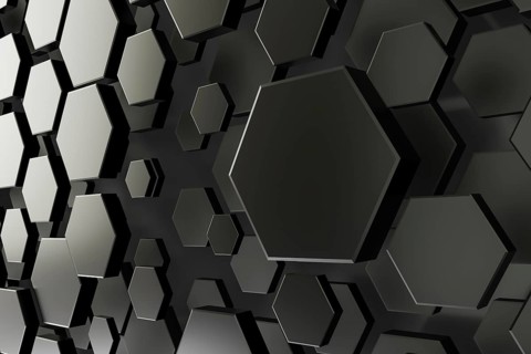 3d illustration of a black and white hexagon background
