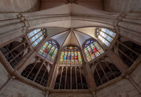 Basel, cathedral (Basel Minster), choir, view into the vault