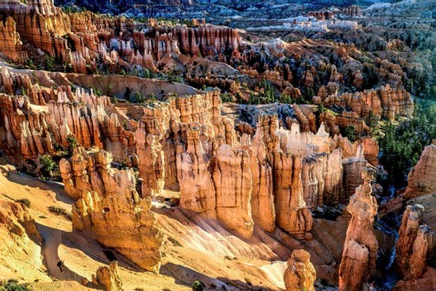 Giant natural amphitheaters along the eastern side of the Paunsaugunt Plateau. Mormon pioneers in